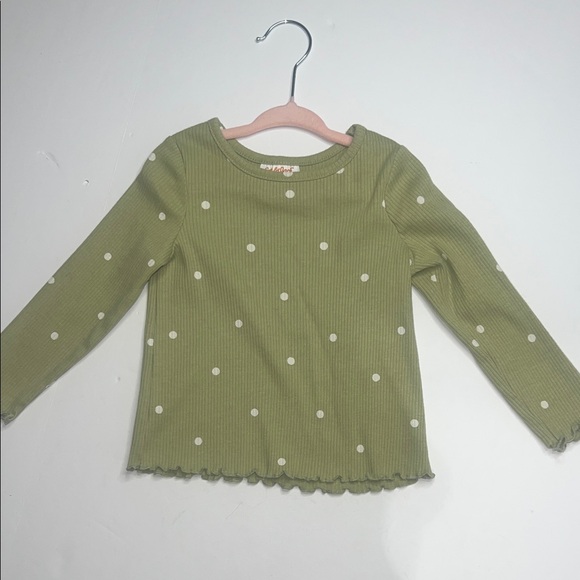 Cat & Jack Olive Polka Dot Long Sleeve Tee - Picture 4 of 7
